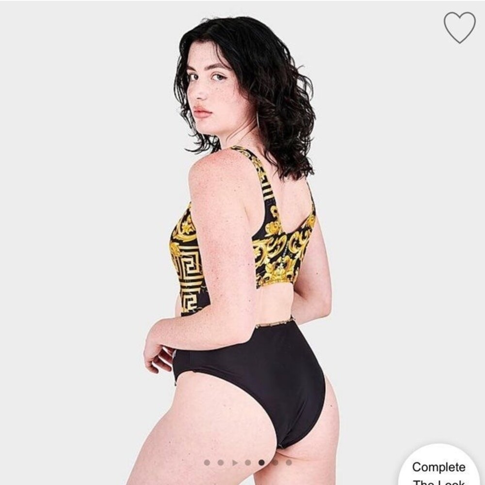 Swimsuit One Piece Women's M Black and Gold Zipper Swimsuit Cutout Women's M A1 - Picture 2 of 10